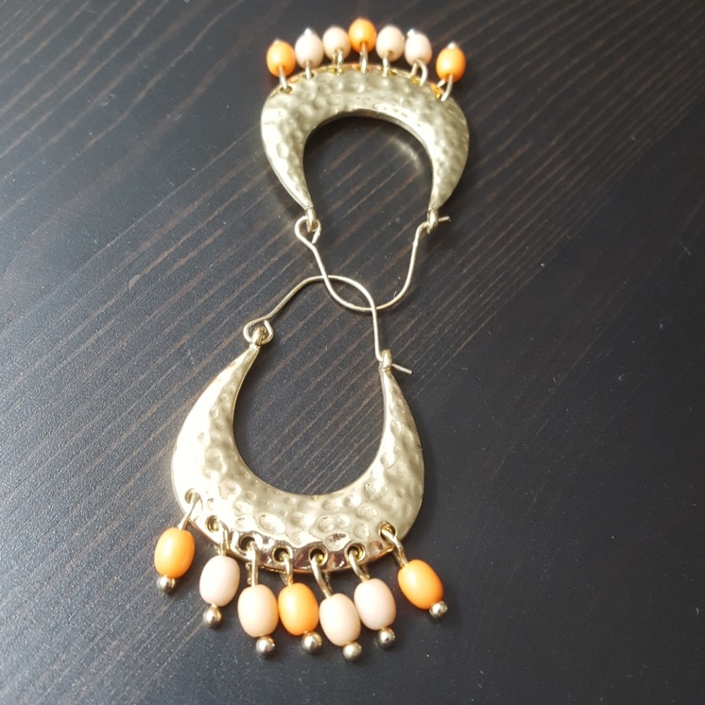 Hoops with orange peach bead danglers